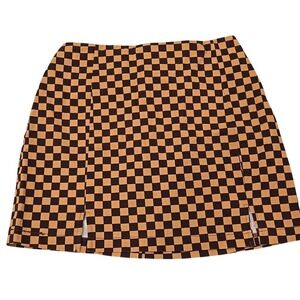 Love On A Hanger Plaid Checkered Skirt - Girls Size 7 Cotton Brown Tan Camel